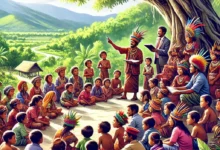 Ilustrasi Anak papua sedang belajar