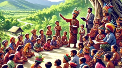 Ilustrasi Anak papua sedang belajar